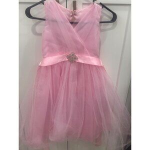 Pink Cinderella Couture Girls Party Dress With Rhinestone Accent & Tulle Overlay